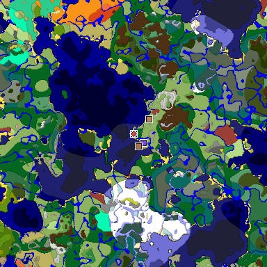 Predicted biome map of Java 26.3 seed -2087204880003963103 around estimated spawn