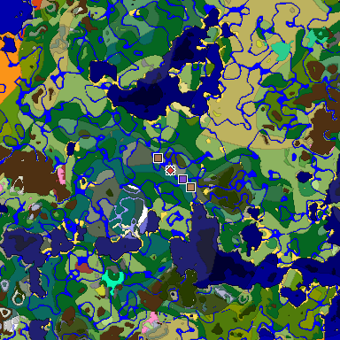 Predicted biome map of Java 26.3 seed -5529359542761586995 around estimated spawn