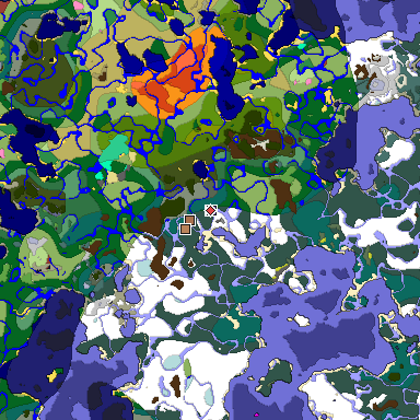Predicted biome map of Java 26.3 seed 4832365981658969032 around estimated spawn