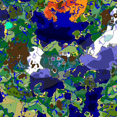 Predicted biome map of Java 26.3 seed -6892592761394544245 around estimated spawn