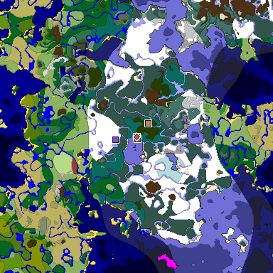Predicted biome map of Java 26.3 seed 2715769481059069010 around estimated spawn