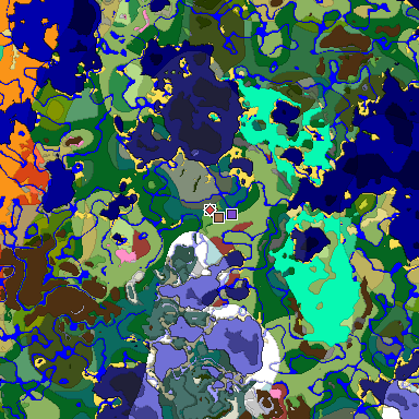 Predicted biome map of Java 26.3 seed -2850542410561353866 around estimated spawn