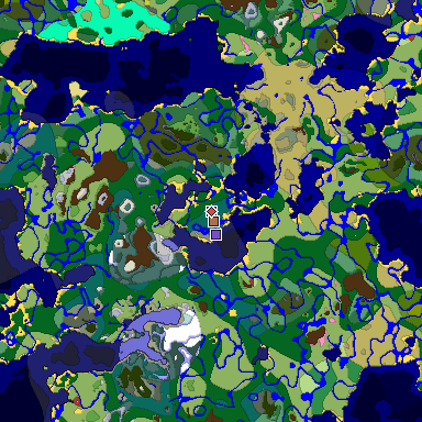 Predicted biome map of Java 26.3 seed 777767752938549148 around estimated spawn