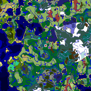 Predicted biome map of Java 26.3 seed -239023852362637081 around estimated spawn