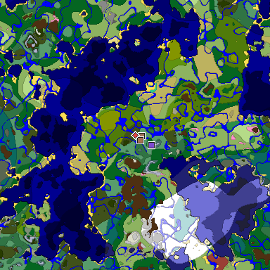 Predicted biome map of Java 26.3 seed -6627164383640128025 around estimated spawn