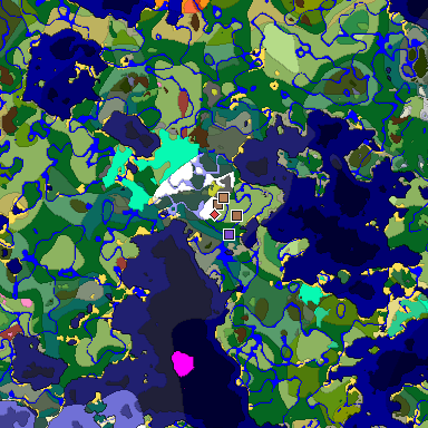 Predicted biome map of Java 26.3 seed 6038448616410416553 around estimated spawn