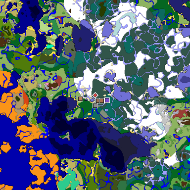 Predicted biome map of Java 26.3 seed 8402915730573122369 around estimated spawn