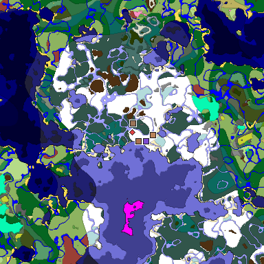 Predicted biome map of Java 26.3 seed 5853334858960217069 around estimated spawn