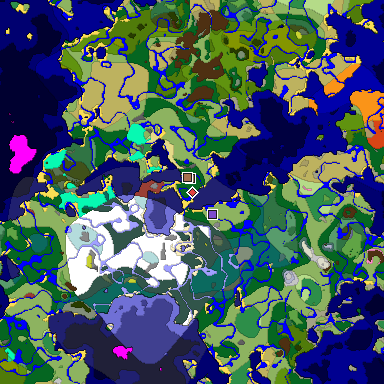 Predicted biome map of Java 26.3 seed -7320031958391437740 around estimated spawn