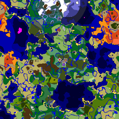 Predicted biome map of Java 26.3 seed -403836955966778196 around estimated spawn