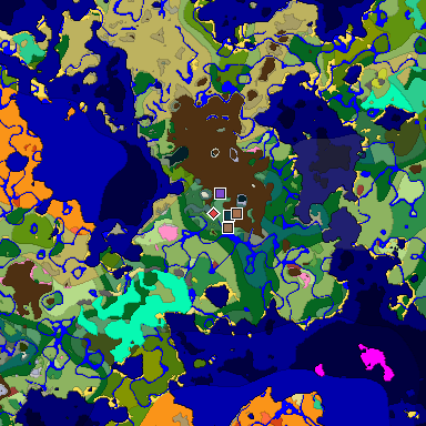 Predicted biome map of Java 26.3 seed -7374861762413848382 around estimated spawn