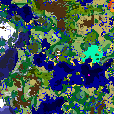 Predicted biome map of Java 26.3 seed -213251534226564891 around estimated spawn