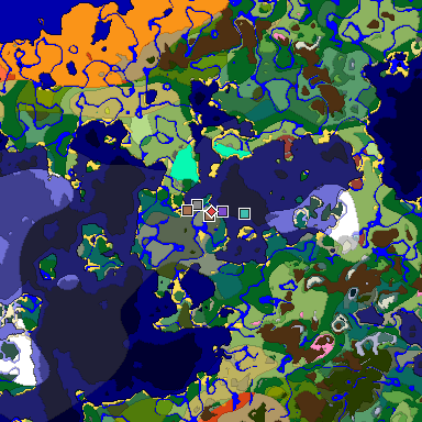 Predicted biome map of Java 26.3 seed -1506683383814816041 around estimated spawn