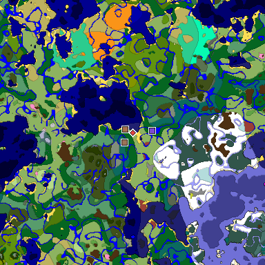 Predicted biome map of Java 26.3 seed -2125278341173826891 around estimated spawn