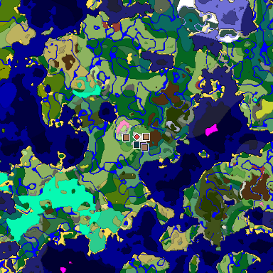 Predicted biome map of Java 26.3 seed -9080185957601798954 around estimated spawn