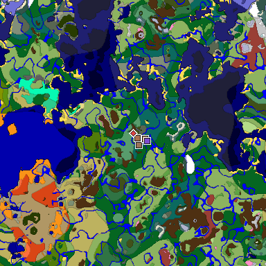Predicted biome map of Java 26.3 seed 1546182022884639769 around estimated spawn