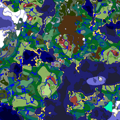 Predicted biome map of Java 26.3 seed 6796686670605382049 around estimated spawn