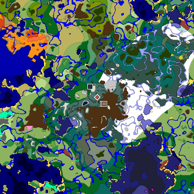 Predicted biome map of Java 26.3 seed 447416823076769968 around estimated spawn