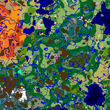 Predicted biome map of Java 26.3 seed 4790924733432811016 around estimated spawn