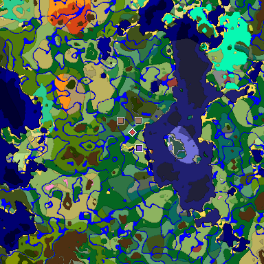 Predicted biome map of Java 26.3 seed 5647053353747259115 around estimated spawn