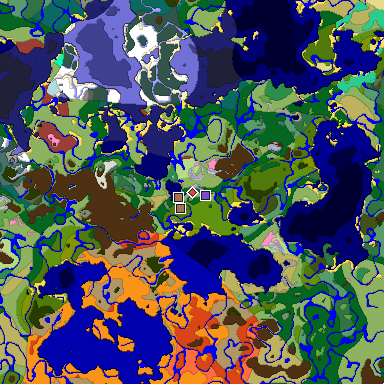 Predicted biome map of Java 26.3 seed -5489790110040072859 around estimated spawn