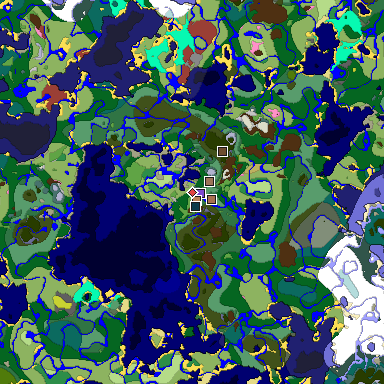 Predicted biome map of Java 26.3 seed 894237524778387128 around estimated spawn