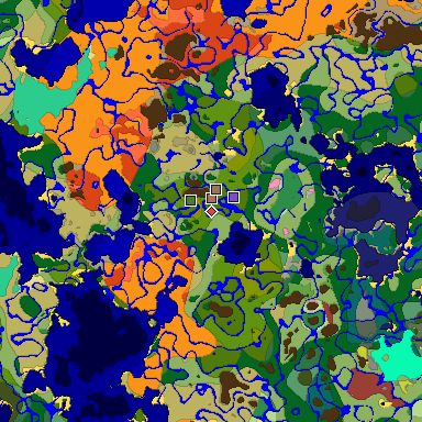 Predicted biome map of Java 26.3 seed -7918788772928934107 around estimated spawn