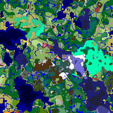 Predicted biome map of Java 26.3 seed -4508210745175348709 around estimated spawn