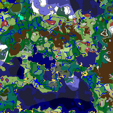 Predicted biome map of Java 26.3 seed -563524914086733860 around estimated spawn