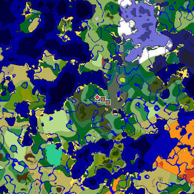 Predicted biome map of Java 26.3 seed -6564566447779562215 around estimated spawn