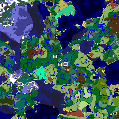 Predicted biome map of Java 26.3 seed 2018397356172396318 around estimated spawn