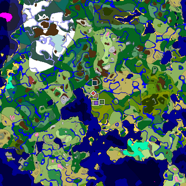 Predicted biome map of Java 26.3 seed -981107381866835130 around estimated spawn