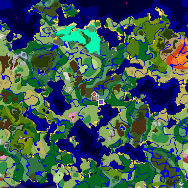 Predicted biome map of Java 26.3 seed -8899062211518415793 around estimated spawn
