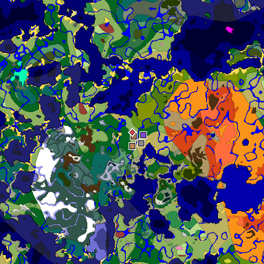 Predicted biome map of Java 26.3 seed 8129304735949170970 around estimated spawn