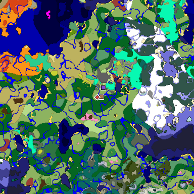 Predicted biome map of Java 26.3 seed 1444963589169476977 around estimated spawn