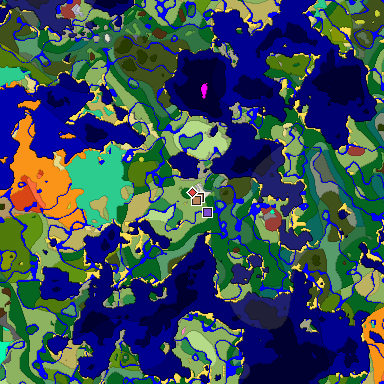 Predicted biome map of Java 26.3 seed -573223348653502964 around estimated spawn
