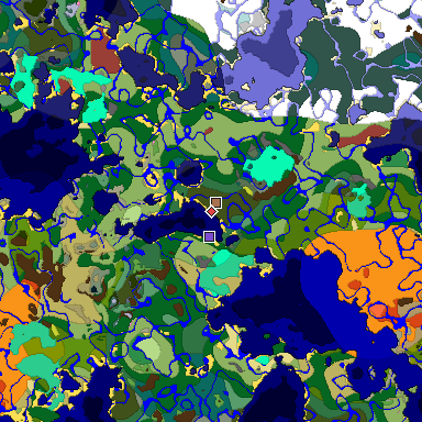 Predicted biome map of Java 26.3 seed 7532714512242675006 around estimated spawn