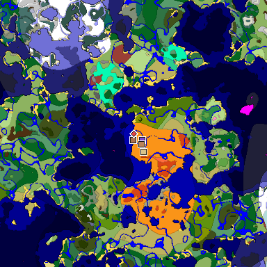 Predicted biome map of Java 26.3 seed -5463979395402247361 around estimated spawn