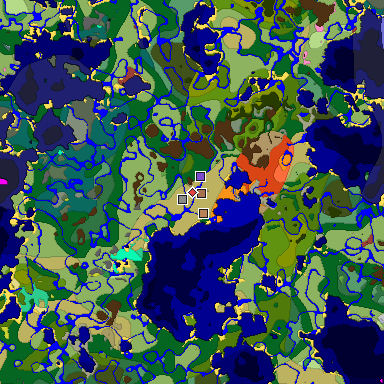 Predicted biome map of Java 26.3 seed 8230591396831319793 around estimated spawn