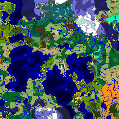 Predicted biome map of Java 26.3 seed -5479806573650251640 around estimated spawn