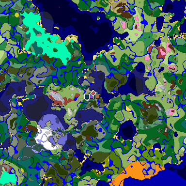 Predicted biome map of Java 26.3 seed -8405568827278806506 around estimated spawn