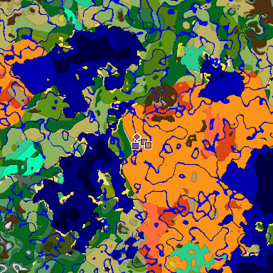Predicted biome map of Java 26.3 seed 7302725548283252896 around estimated spawn