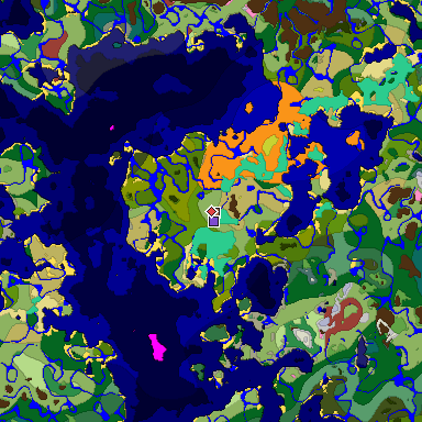 Predicted biome map of Java 26.3 seed -6707523208519981272 around estimated spawn