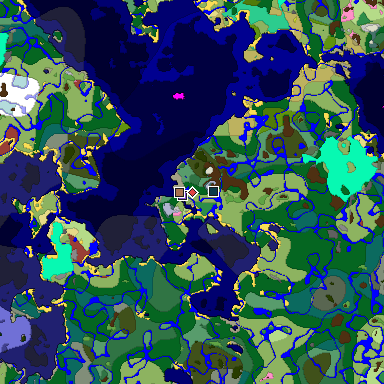 Predicted biome map of Java 26.3 seed -685346736529913669 around estimated spawn