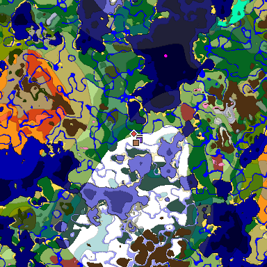 Predicted biome map of Java 26.3 seed -1516973430091495511 around estimated spawn