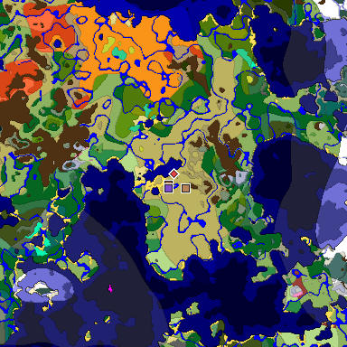 Predicted biome map of Java 26.3 seed -4353900626916061098 around estimated spawn