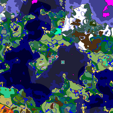 Predicted biome map of Java 26.3 seed -2494275836842579901 around estimated spawn