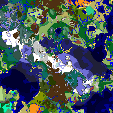 Predicted biome map of Java 26.3 seed 6783109047155075454 around estimated spawn