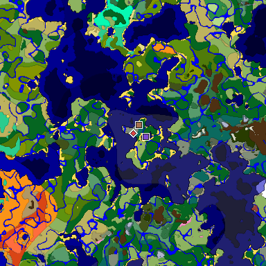 Predicted biome map of Java 26.3 seed -8553211786130849526 around estimated spawn