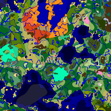 Predicted biome map of Java 26.3 seed 5635767016584147321 around estimated spawn